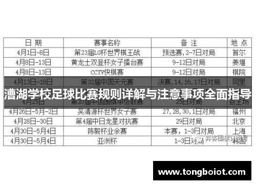 漕湖学校足球比赛规则详解与注意事项全面指导